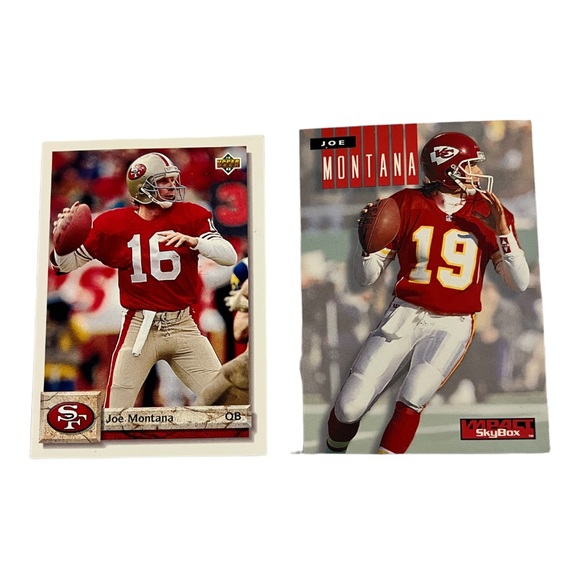 Vintage Joe Montana Lot 2 Football Cards Chiefs / 49ers - Picture 1 of 5